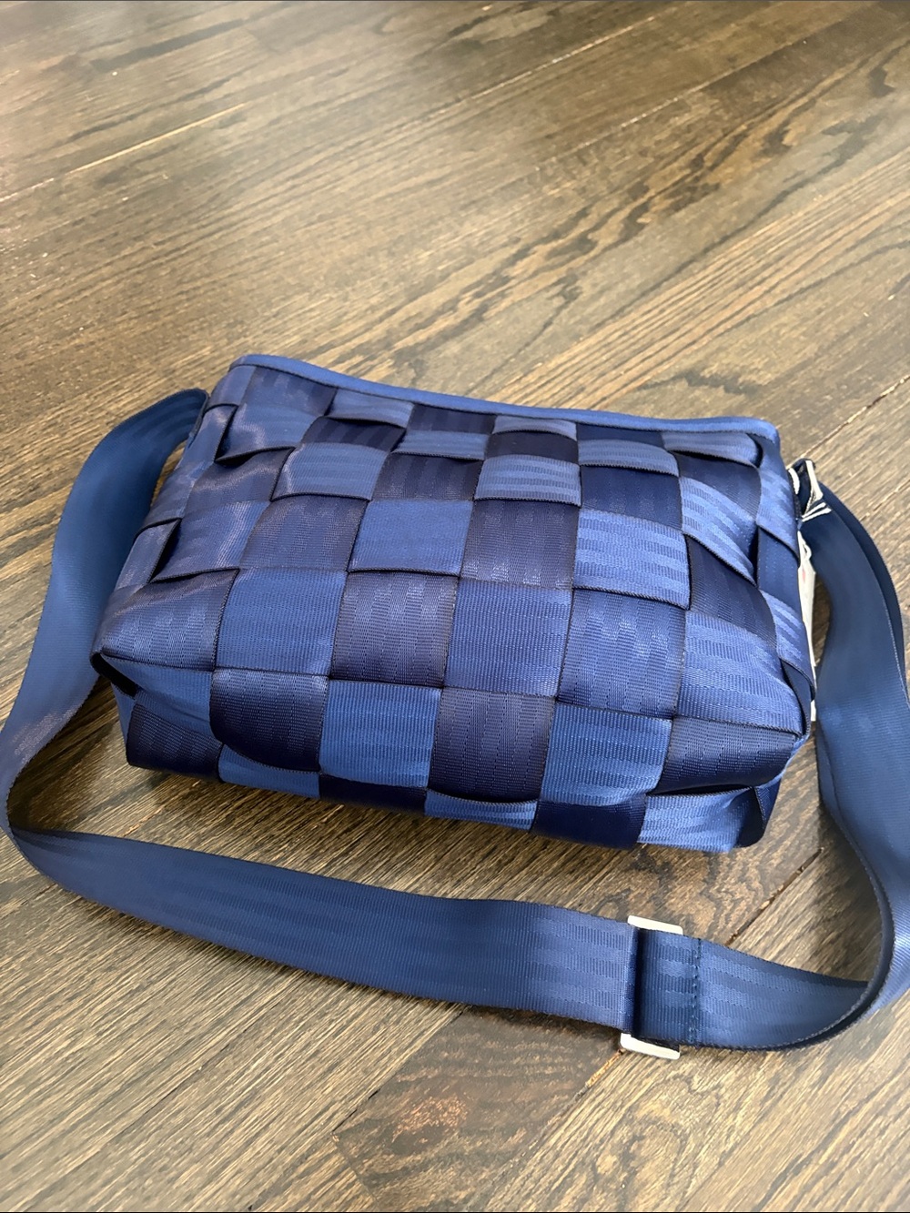 Navy Blue Woven Messenger Bag - Salvage Indigo NWT - Picture 8 of 14